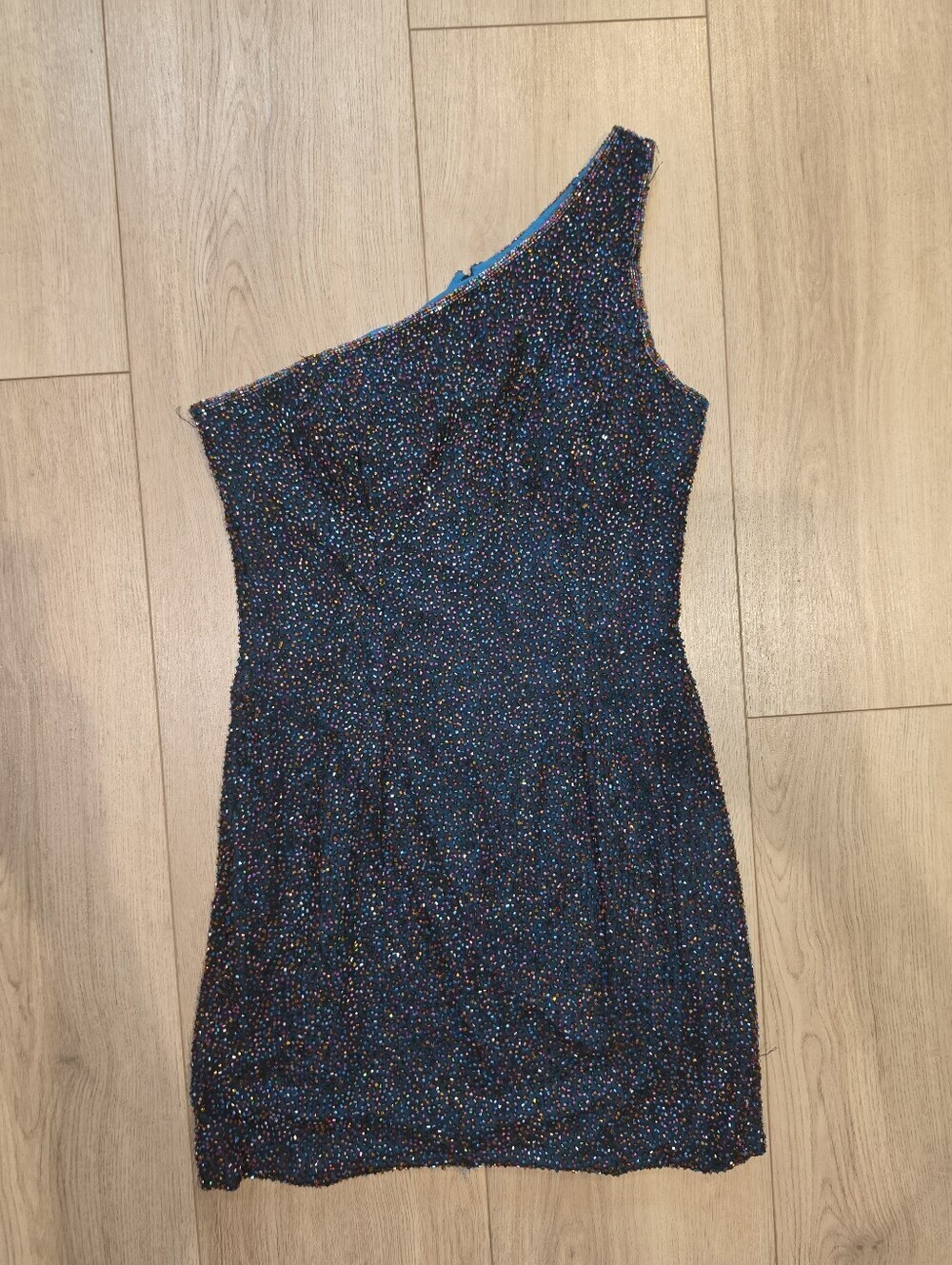 Je Matadi by Sean Mehta Silk One Shoulder Beaded Cocktail Dress Size M